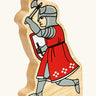 Lanka Kade red foot knight with battle axe wooden toy figure.