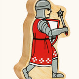 Lanka Kade red foot knight with morning star wooden toy figure.