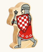 Lanka Kade red foot knight with morning star wooden toy figure.