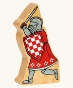 Lanka Kade red foot knight with raised sword wooden toy figure. 