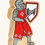 Lanka Kade red foot knight with sword wooden toy figure.