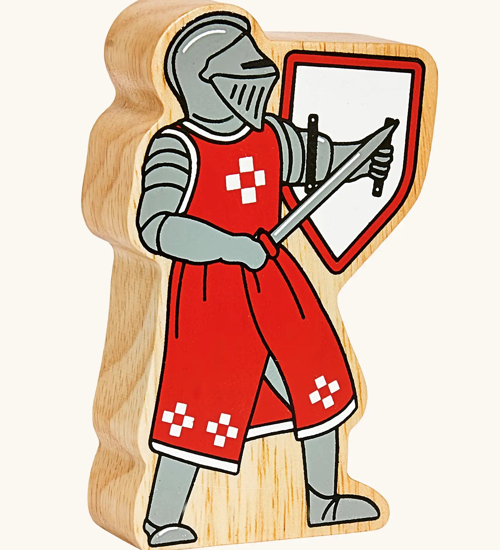 Lanka Kade red foot knight with sword wooden toy figure.