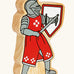 Lanka Kade red foot knight with sword wooden toy figure.