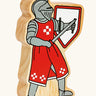 Lanka Kade red foot knight with sword wooden toy figure.