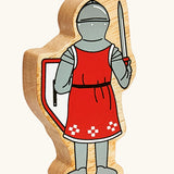 Back of the Lanka Kade red front facing knight wooden toy figure. 