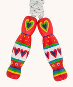 Red hearts design Lanka Kade wooden handled children's skipping rope. We are proud stockist of Lanka Kade's range or fair trade wooden toys here at Babipur. 