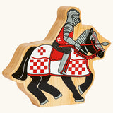 Lanka Kade red knight on horseback wooden toy figure.