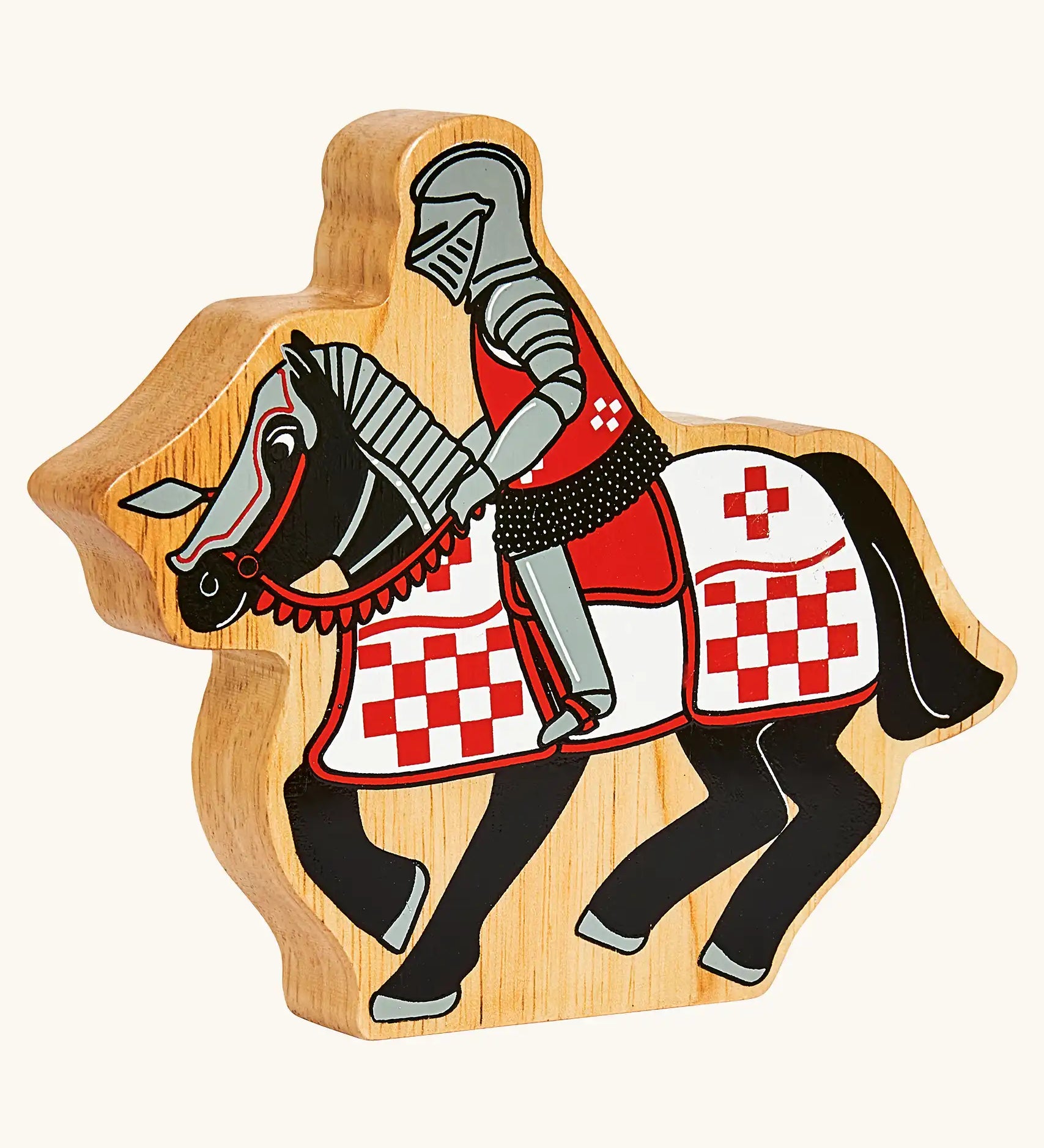 Lanka Kade red knight on horseback wooden toy figure.