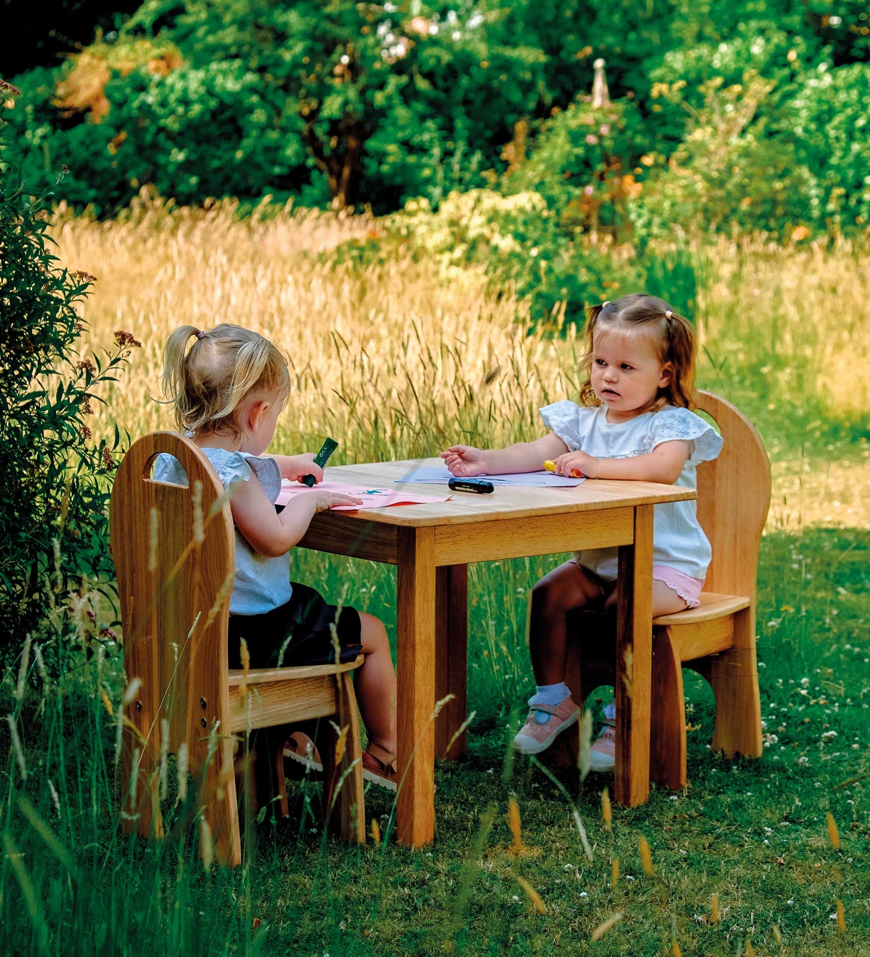 Lanka Kade Children's Wooden Table and Chairs Set. These rubber wood children furniture are FSC-Certified and Fair Trade. We are proud stockits of Lanka Kade range of wooden toys here at Babipur. 