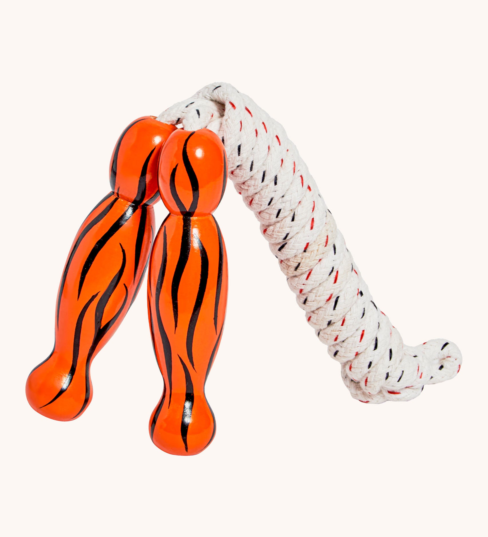 Tiger design Lanka Kade wooden handled children's skipping rope. We are proud stockist of Lanka Kade's range or fair trade wooden toys here at Babipur. 