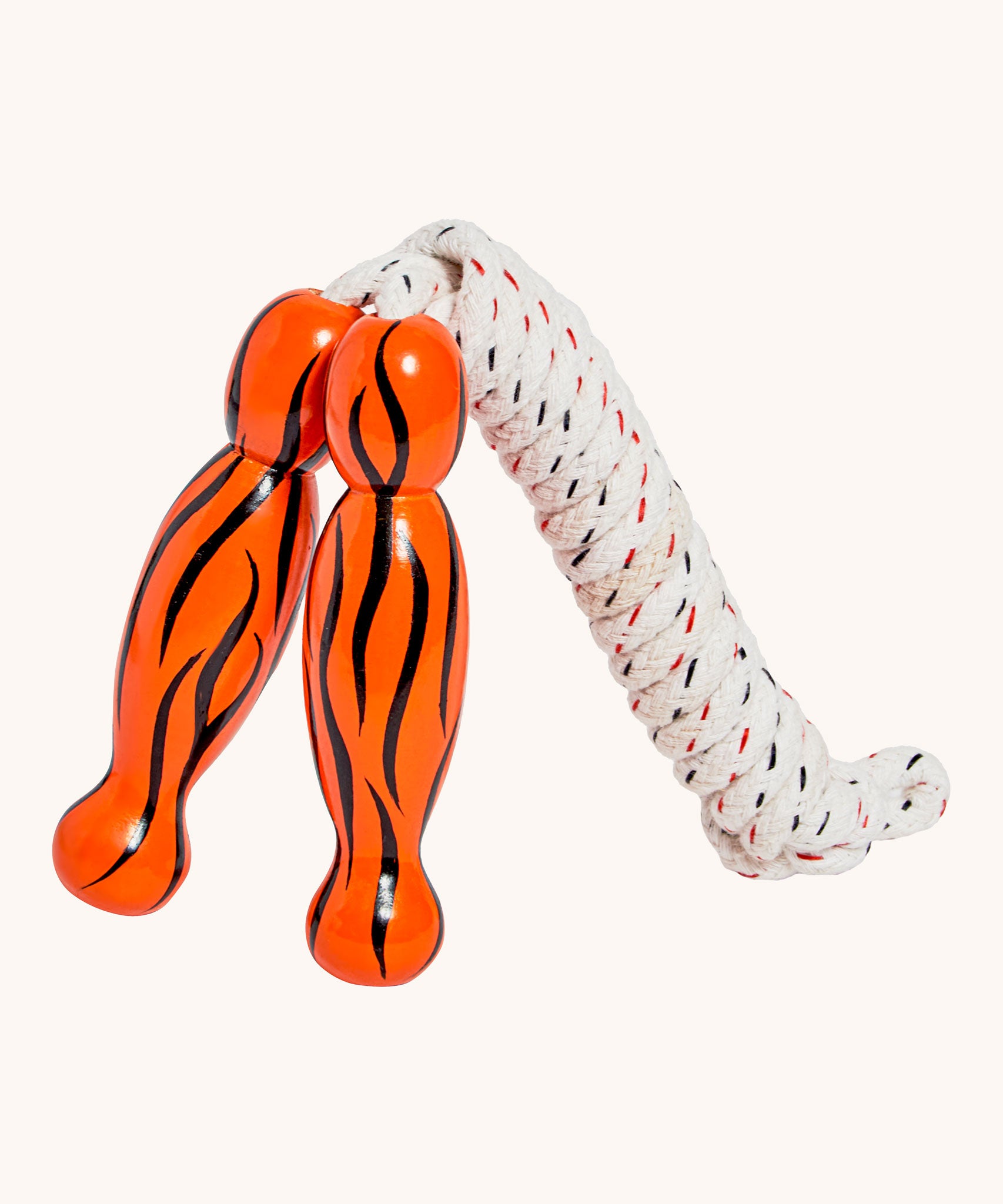 Tiger design Lanka Kade wooden handled children's skipping rope. We are proud stockist of Lanka Kade's range or fair trade wooden toys here at Babipur. 