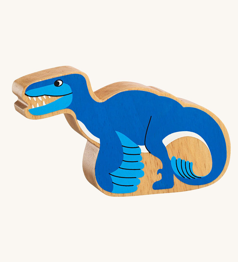 Lanka Kade Utahraptor Dinosaur blue wooden toy figure. These wooden toy figures are part of a huge range of Lanka Kade fair trade, wooden toys available here at Babipur.