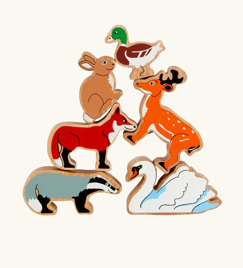 Lanka Kade British wildlife wooden figures set of 6 figures.