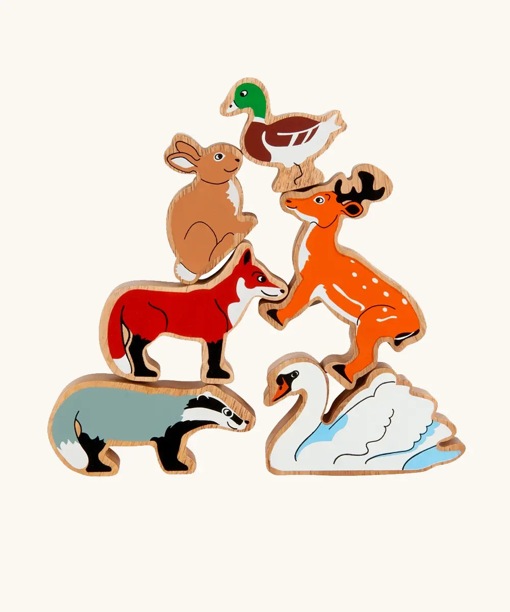 Lanka Kade British wildlife wooden figures set of 6 figures.