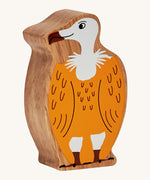 Lanka Kade yellow and white vulture wooden figure with playful facial features
