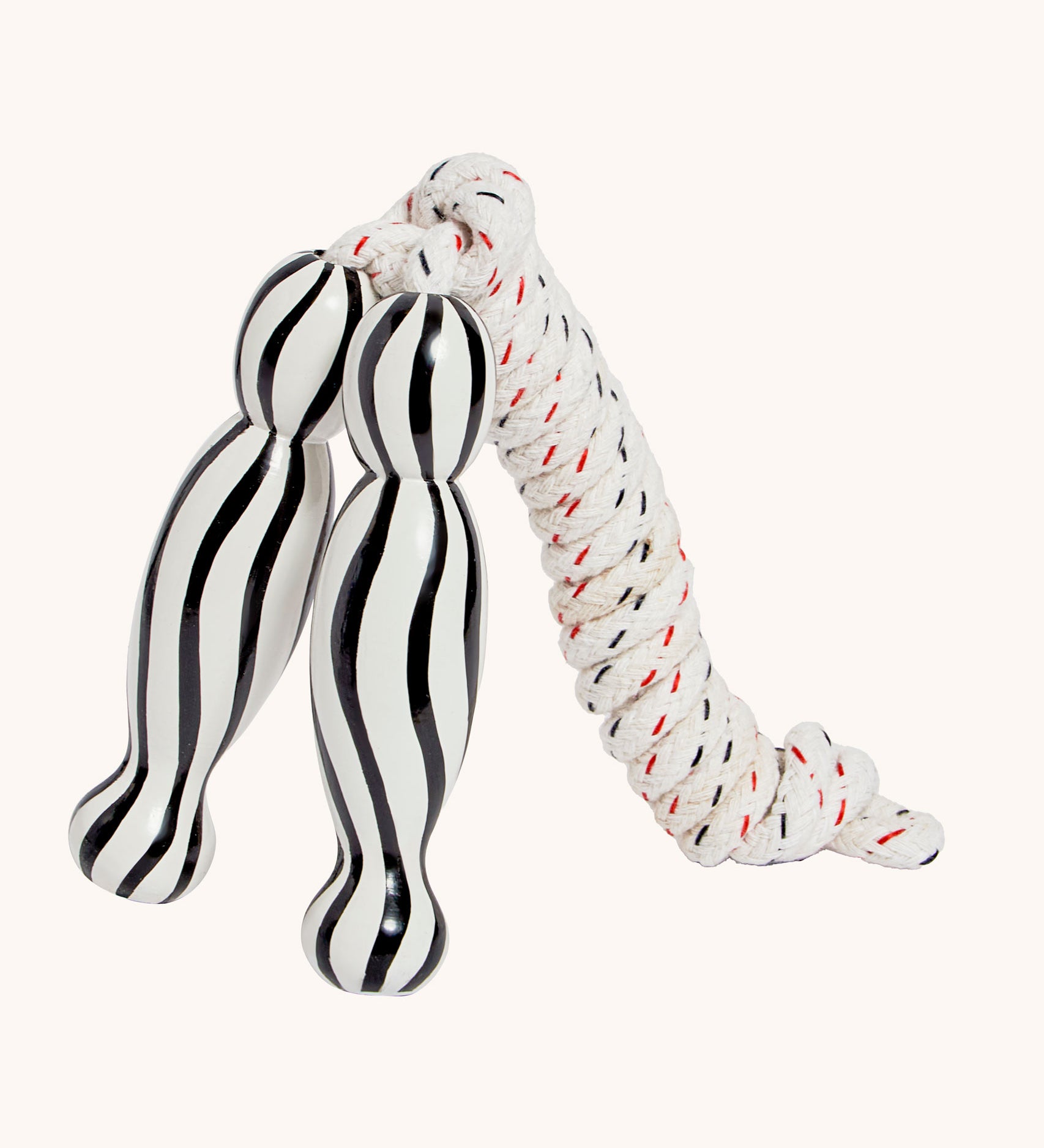 Zebra design Lanka Kade wooden handled children's skipping rope. We are proud stockist of Lanka Kade's range or fair trade wooden toys here at Babipur. 