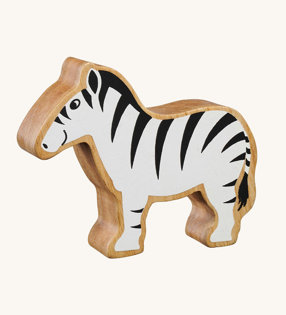 A Lanka Kade Zebra wooden toy figure. These wooden toy figures are part of a huge range of Lanka Kade fair trade, wooden toys available here at Babipur.