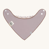 The reverse side of the organic cotton bandana bib from Lassig, in a soft grey / lilac.