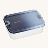 Lassig Stainless Steel Lunchbox with a Unique Dark Blue lid. This lunch box has a removable divider. 