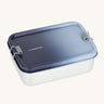 Lassig Stainless Steel Lunchbox with a Unique Dark Blue lid. This lunch box has a removable divider. 