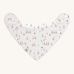 A Lassig organic cotton baby dribble bib, in white with little geese all over.
