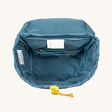 The interior of the Lassig kids big outdoor backpack in Adventure Blue. These children's backpacks are part of a wide range available at Babipur.