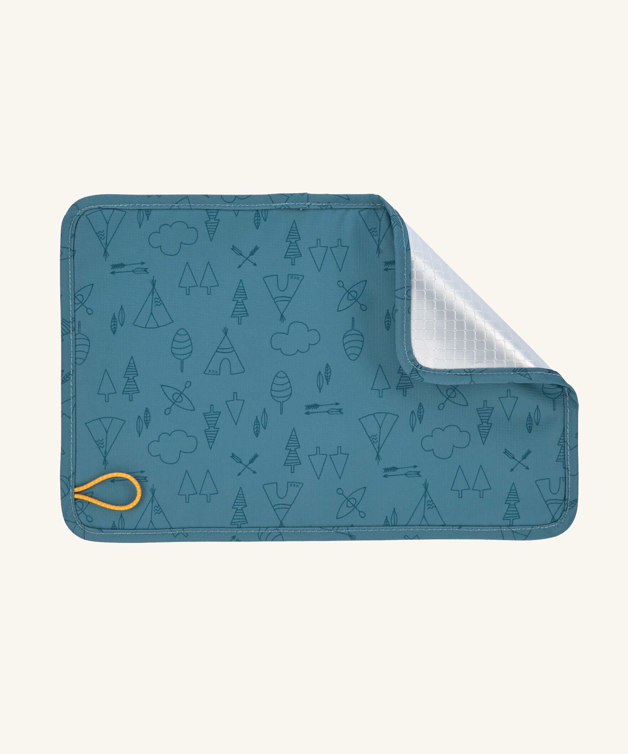 The thermo-insulated seating mat that comes with the Lassig kids big outdoor backpack in Adventure Blue.