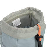The inside name label on the Lassig kids mini outdoor backpack in blue.