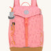 Lassig kids mini adventure backpack in rose available at Babipur. Features a buckle fastener, padded shoulder pads and a cute playful teddy bear tag  on the front with playful woodland camping inspired graphics on the front panel