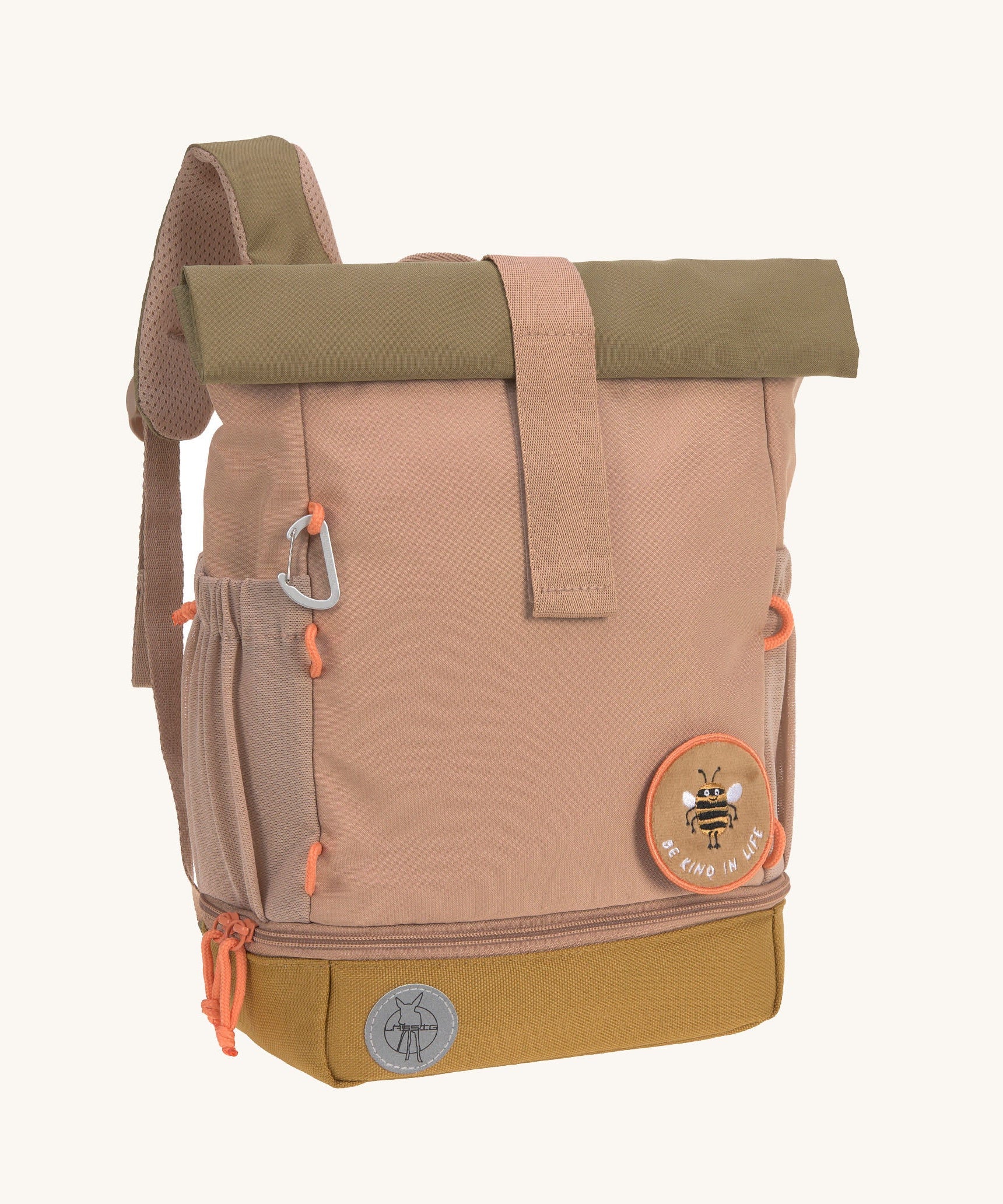 Lassig Mini Rolltop Backpack in a Nature Hazelnut colour. This children's bag is part of a wide range of backpacks and accessories available at Babipur. 