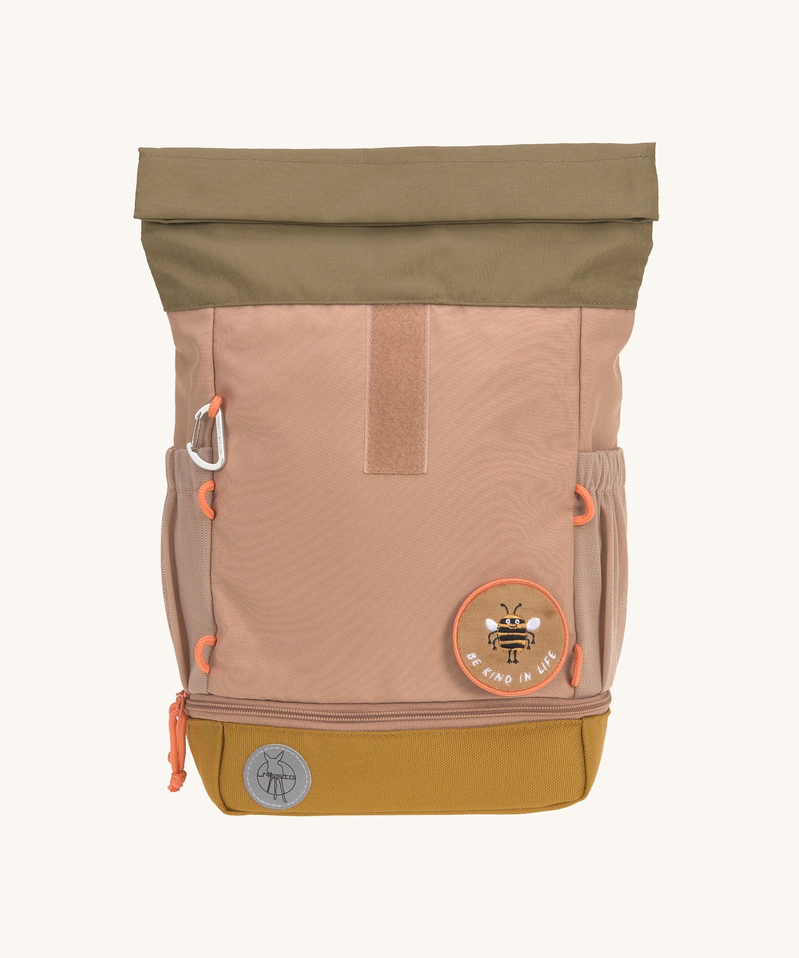 Lassig Mini Rolltop Backpack in a Nature Hazelnut colour. This children's bag is part of a wide range of backpacks and accessories available at Babipur. 