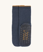 The Lassig organic cotton anti-slip grippy socks in navy blue.