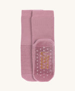 The Lassig organic cotton baby and toddler anti-slip grippy socks in light pink.