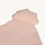 A closeup of the pink cloud attached to the Lassig organic cotton baby comforter. 