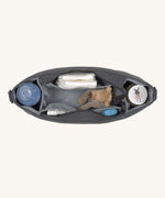 The inside of the Lassig pram buggy organiser bag in anthracite.