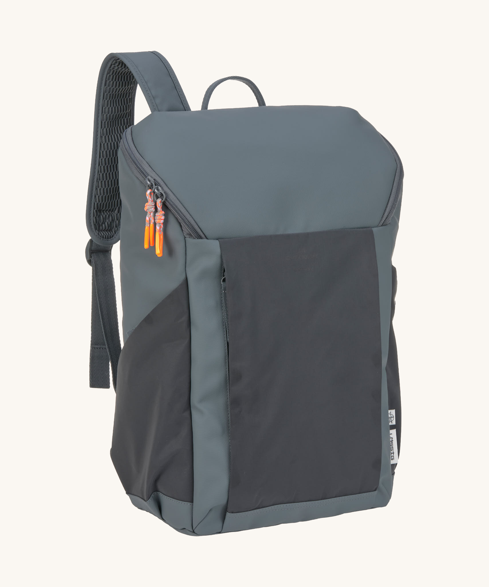 The Lassig Slender Up nappy change backpack in reflective anthracite.