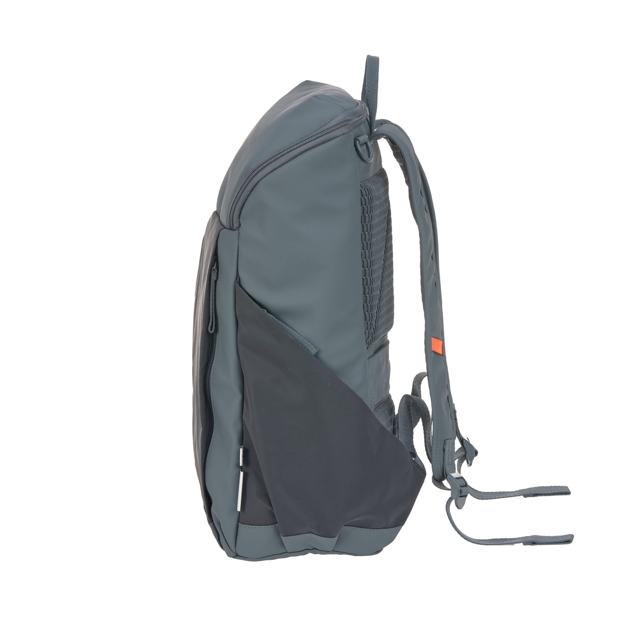 The side of the Lassig Slender Up nappy change backpack in reflective anthracite