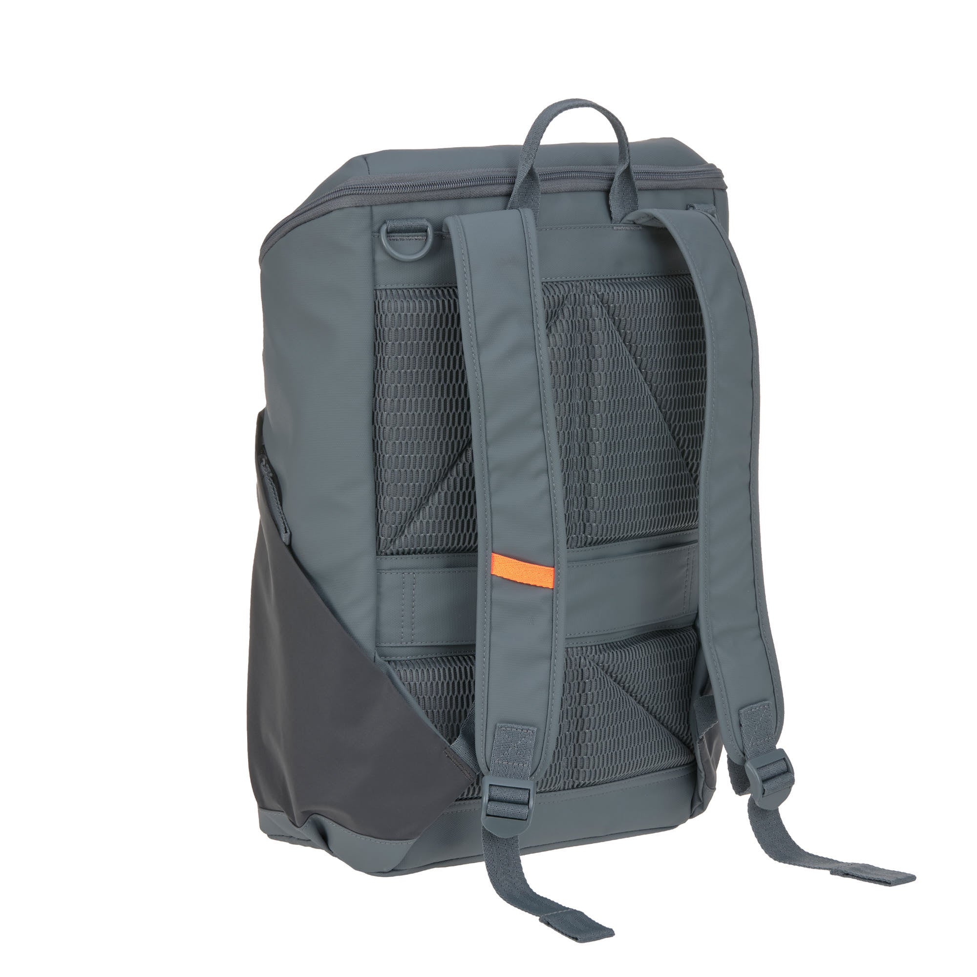 The back of the Lassig Slender Up nappy change backpack in reflective anthracite