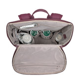 A top view of an opened Lassig Slender Up Nappy change backpack in deep red.