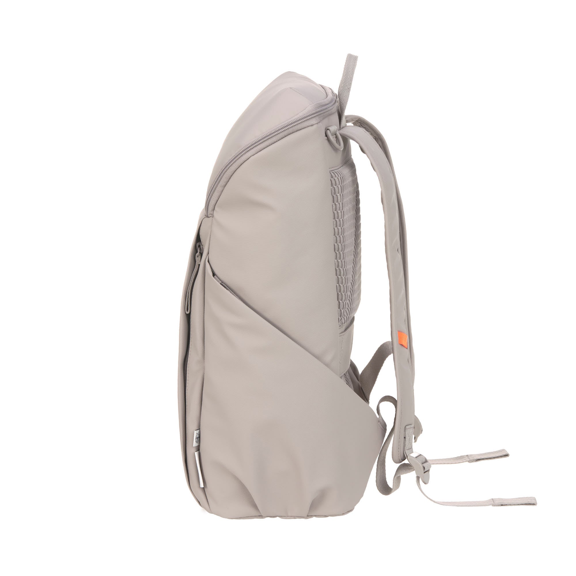 The side of the Lassig Slender Up nappy change backpack in Taupe