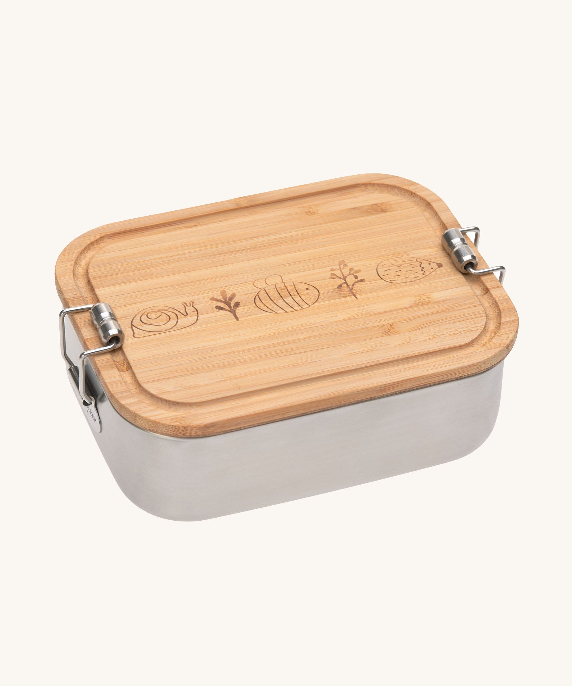 Lassig Stainless Steel Bamboo Lunchbox with a Garden Explorer design. This stainless steel lunchbox is part of a wide range of reusable food containers available at Babipur. 