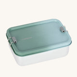 Lassig Stainless Steel Lunchbox with a Unique Olive Green colour lid. These stainless steel lunchboxes have a removable divider inside. 