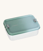 Lassig Stainless Steel Lunchbox with a Unique Olive Green colour lid. These stainless steel lunchboxes have a removable divider inside. 