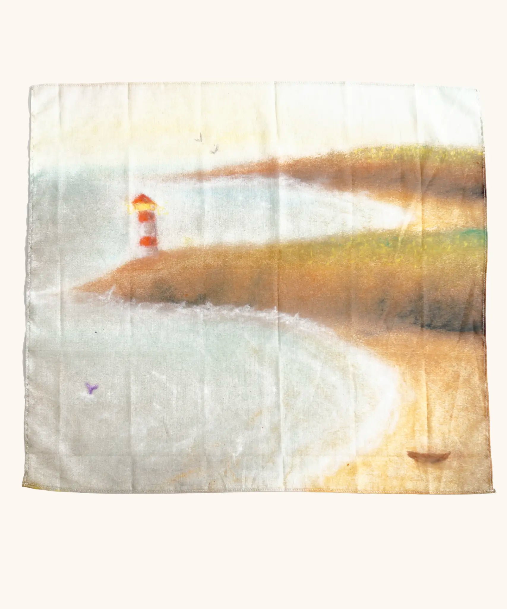 beach scene play cloth with coastline and a lighthouse
