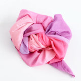 Laura's play cotton pink and purple gradient playcloth, made from 100% organic cotton ruffled up into a pile