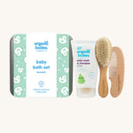 Green People Organic Babies Baby Bath Set - Lavender. Included in the gift set is Baby Wash & Shampoo 150ml, a soft natural brush, and a comb.