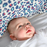 A closer look at the material and print on the Etta Loves Organic Cotton Baby Muslin Squares 3 Pack - Leopard