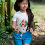  these beautiful blue shorts have pockets and a white and yellow drawstring cord in the waistband