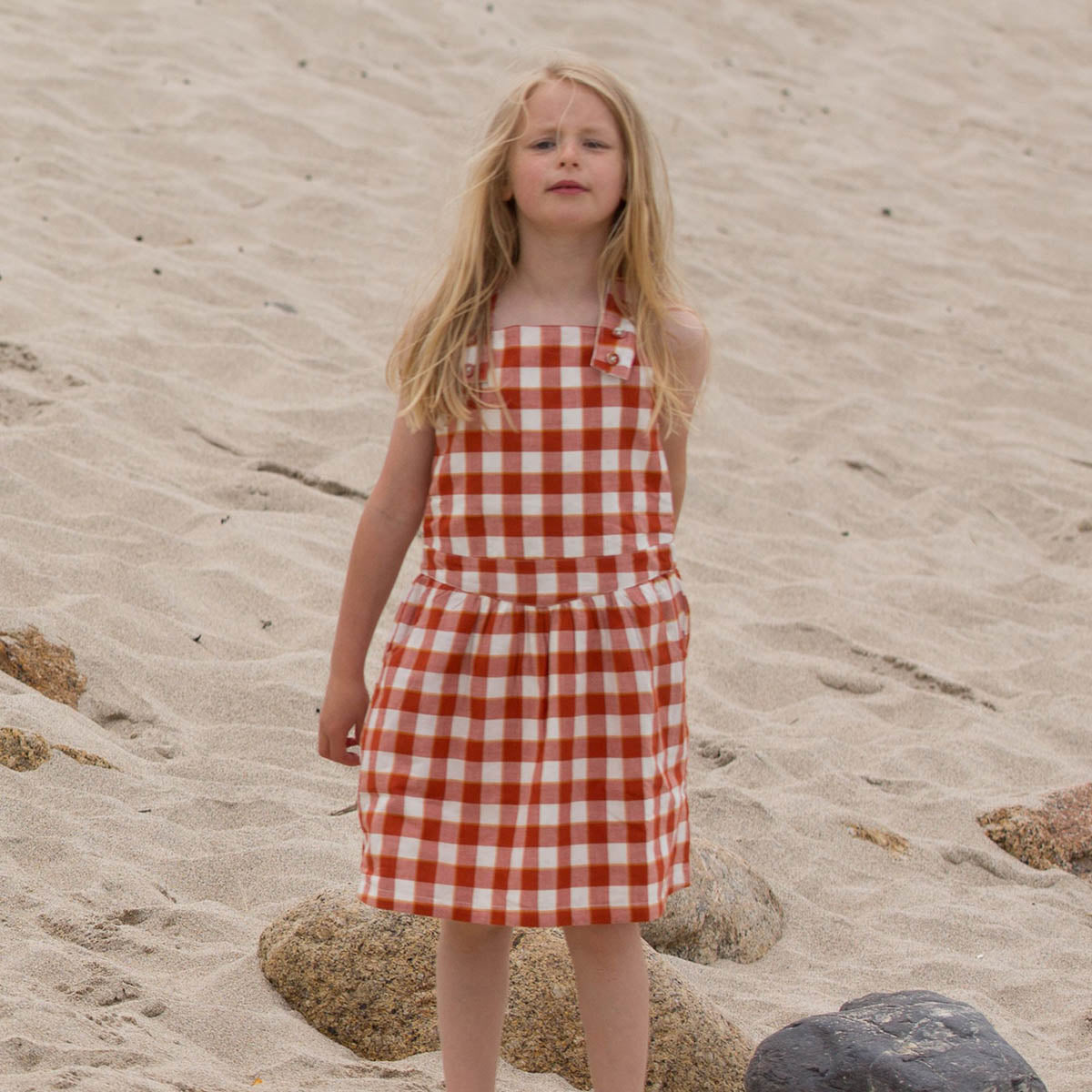 Little Green Radicals Soft Red Checkered Pinafore Dress – Babipur