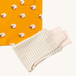  with light beige and cream striped jogger bottoms